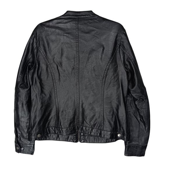 Apt 9 Faux Leather Moto Biker Jacket Size Large Black Fully Lined Zipper Closure - Picture 2 of 6